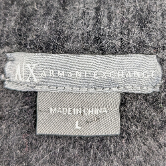 Armani Exchange Fuzzy Soft Angora Black Sweater With Beaded Branding Women's LG - Picture 5 of 7